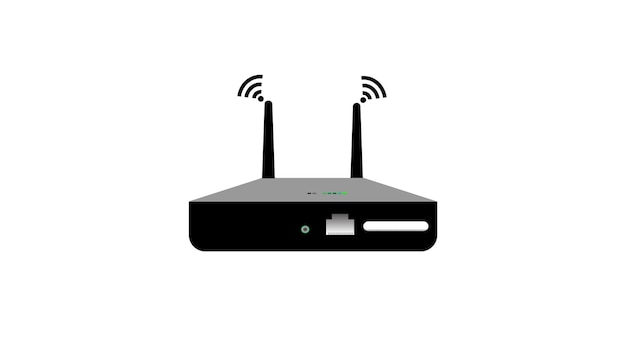 電波信号のベクトル図の背景を持つ Wi Fi ルーター アイコン