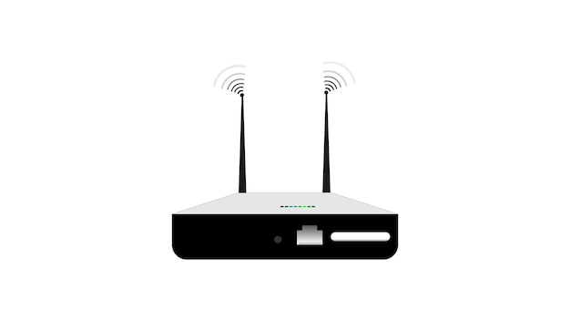 Vector wi fi router icon with radio wave signal vector illustration background