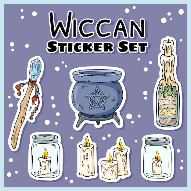 Wiccan stickers set