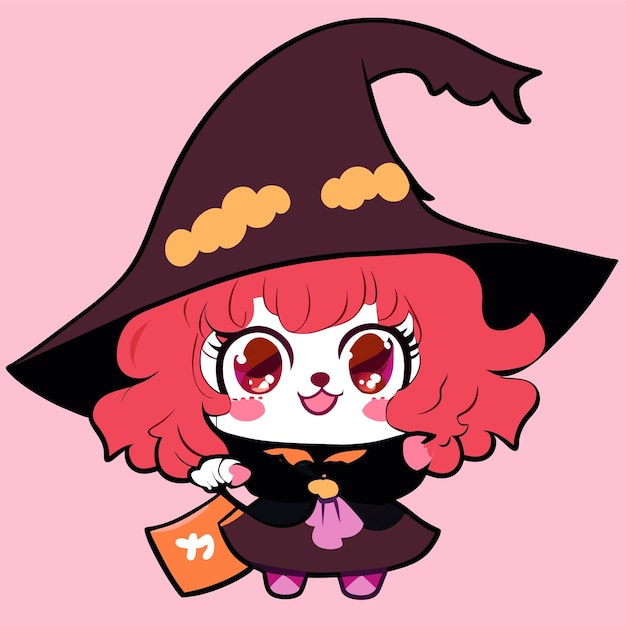 邪悪な魔女死神ハロウィーン手描き漫画ステッカー アイコンの概念分離イラスト