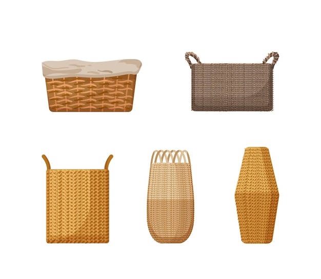 Vector wicker basket set