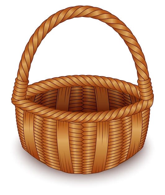 Wicker basket on white background