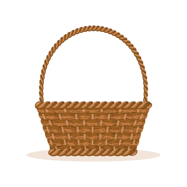 Wicker basket with a handle on a white background Illustration vector