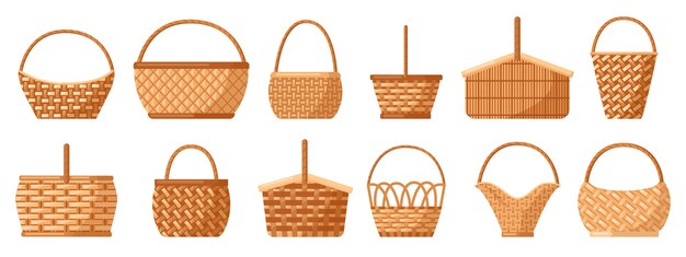 Wicker baskets isolated on white