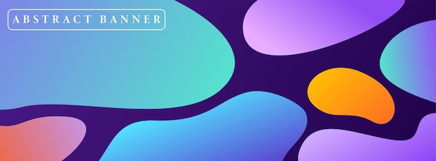 Wide abstract banner created with simple gradient fluid shapes