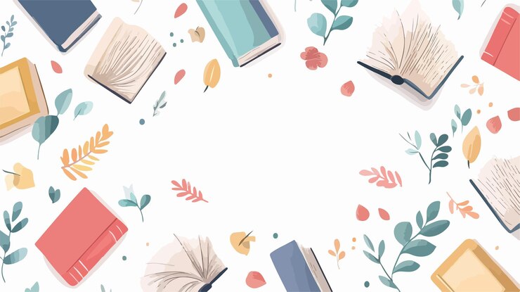 Вектор широкоугольная централизованная композиция изолированных книг