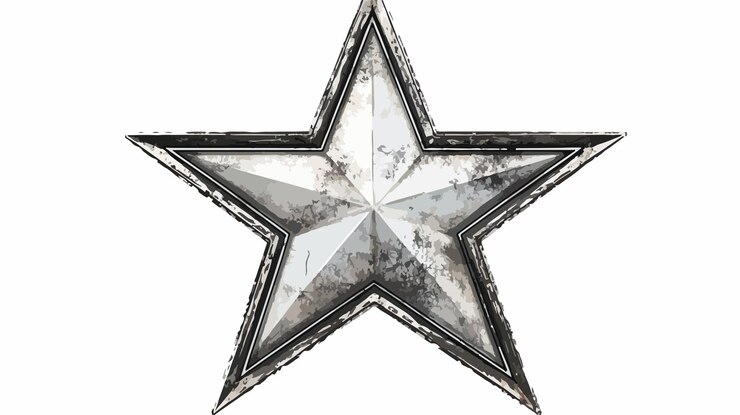 Vector wide angle centered silver metal star shape photo
