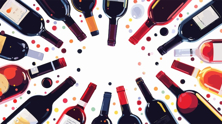 Vector wide angle wine bottles beverage icon for design projects