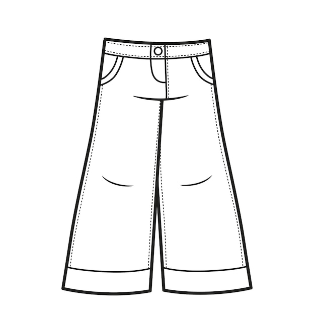 Wide jeans outline for coloring on a white background