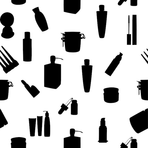 Wide range of cosmetic jars seamless pattern vector illustration