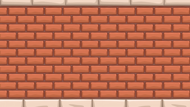 Vector wide red brick wall