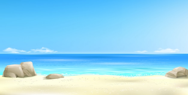 Vector wide tropical beach background