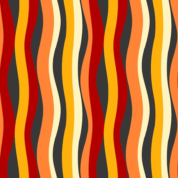 Vector wide wavy stripes of red, orange, yellow color. seamless vector image.