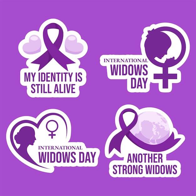 Widows Day Label Flat Cartoon Hand Drawn Templates Background Illustration