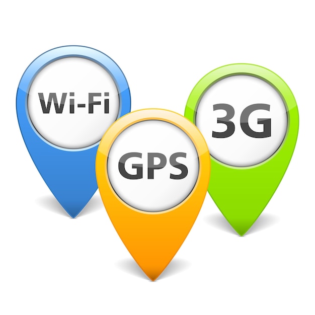 ベクトル wifi 3g および gps アイコン