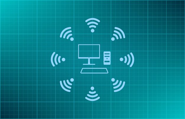 Wifi access symbol Vector illustration on blue background Eps 10