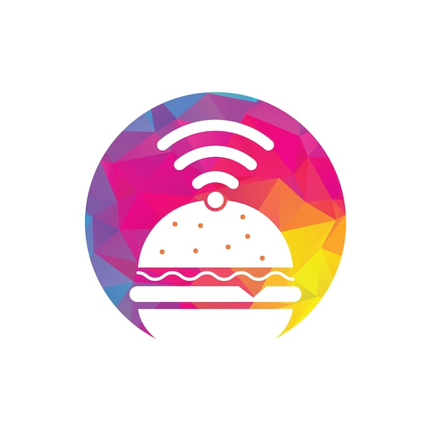 Wifi burger logo design vector icon Hamburger and WiFi signal symbol or icon