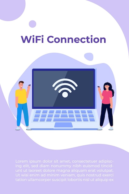 WiFi 연결 개념입니다. 원격 연결된 장치. 벡터 일러스트 레이 션.