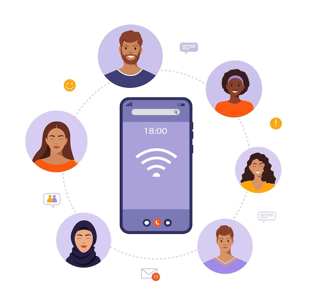 Wi-Fi соединение на экране смартфона концепция видеозвонка