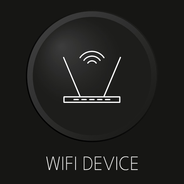 Wifi device minimal vector line icon on 3D button isolated on black background Premium Vector