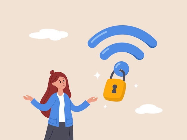 Vettore concetto di crittografia wi-fi sicurezza o sicurezza wireless per la protezione della rete di connessione internet