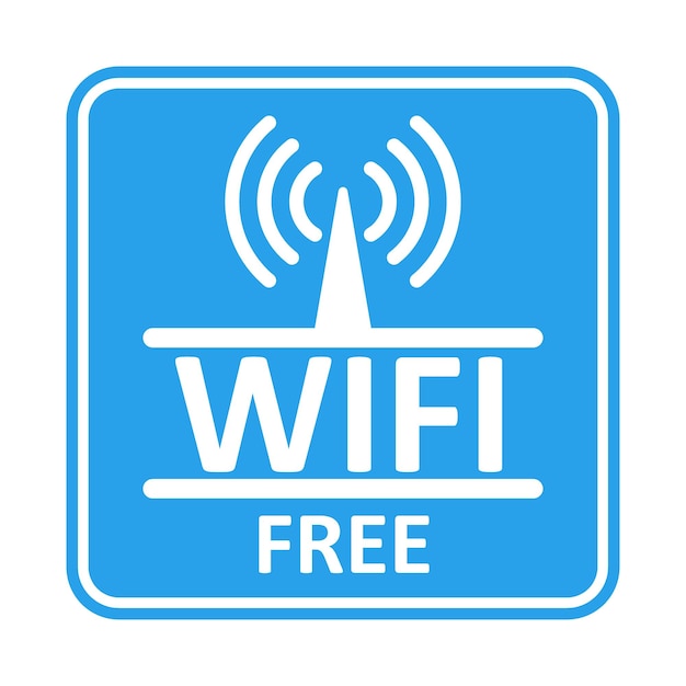 Vector wifi free zone blue color wireless stickers design icon connection hotspot area illustration