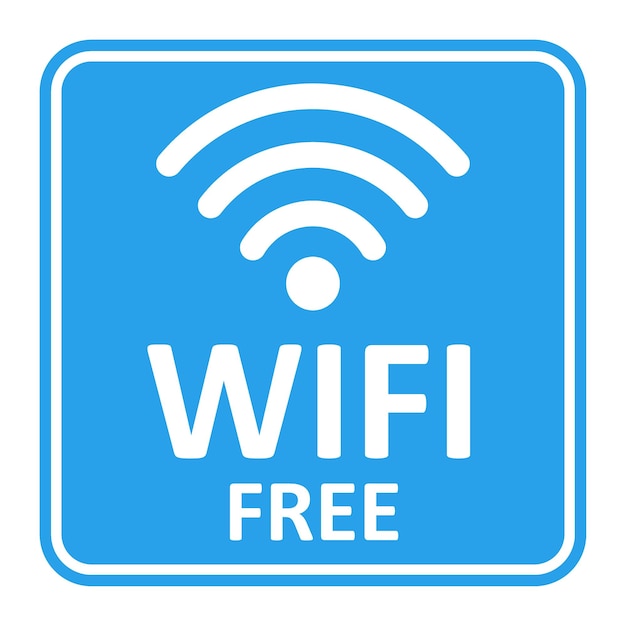 Wifi free zone colore blu adesivi wireless design icona connessione area hotspot illustrazione