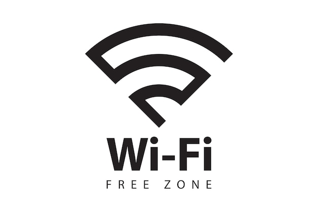 Vector wifi free zone symbol wireless signal sign mobile internet vector icon