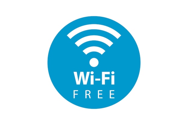 Vector wifi free zone symbol wireless signal sign mobile internet vector icon