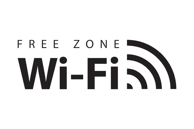 Vector wifi free zone symbol wireless signal sign mobile internet vector icon
