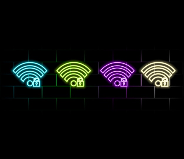 значок Wi-Fi Неоновый стиль Яркий декоративный значок Яркий электрический символ