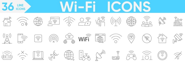 WiFi icon setNo signal data upload searching roaming connect WiFi network WIFI icons website server signal strength and moreVector and illustrator set