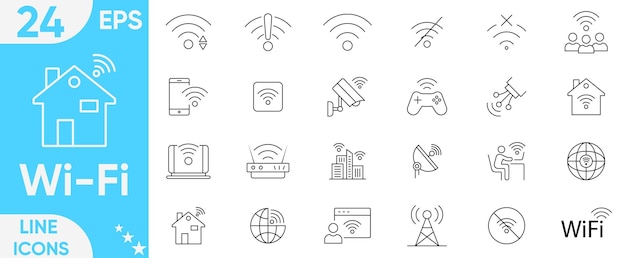 WiFi icon setNo signal data upload searching roaming connect WiFi network WIFI icons website server signal strength and moreVector and illustrator set