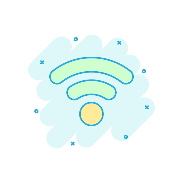 Wifi internet pictogram in komische stijl Wifi draadloze technologie vector cartoon afbeelding pictogram Netwerk wifi bedrijfsconcept splash effect