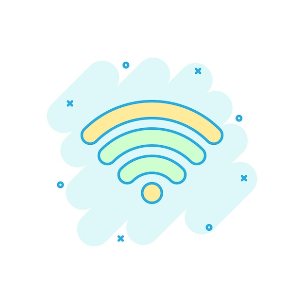 Wifi internet pictogram in komische stijl Wifi draadloze technologie vector cartoon afbeelding pictogram Netwerk wifi bedrijfsconcept splash effect
