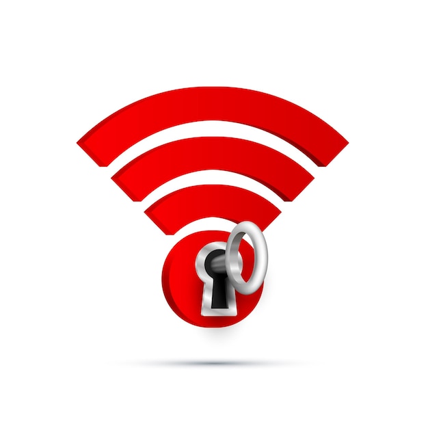 Знак защиты ключа Wi-Fi на белом