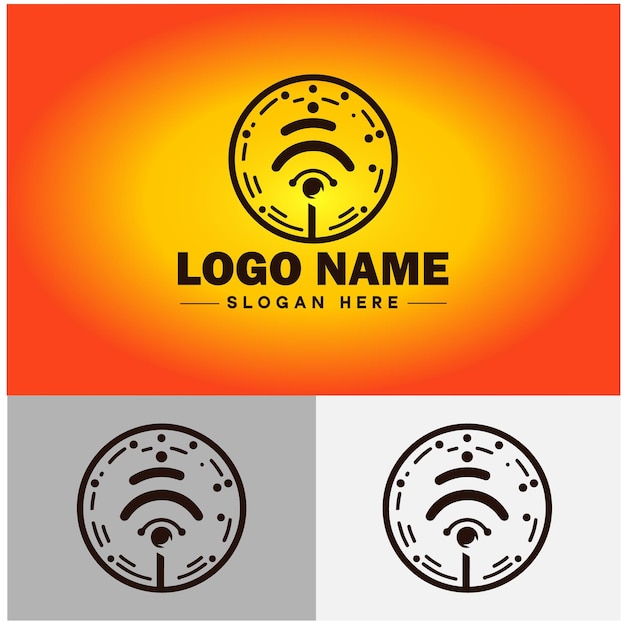 Wifi-logo icoon draadloos signaal golven communicatie symbolen internet wifi web app teken vector logo