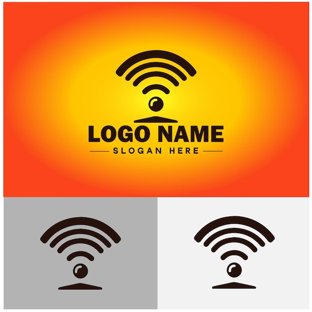 Wifi-logo icoon draadloos signaal golven communicatie symbolen internet wifi web app teken vector logo