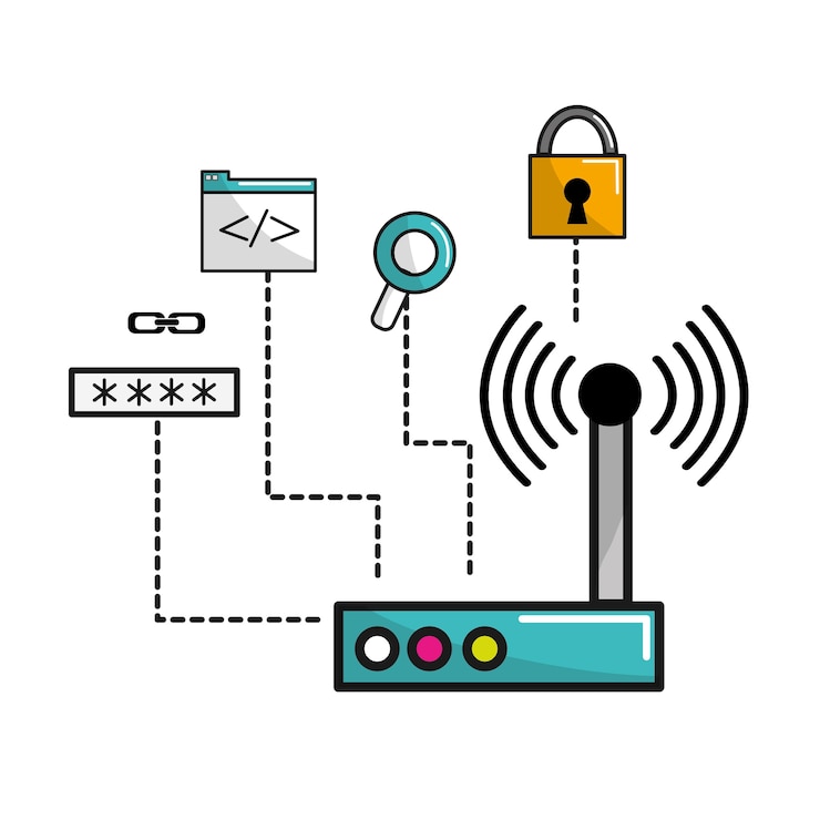 Vector wifi router connection data information