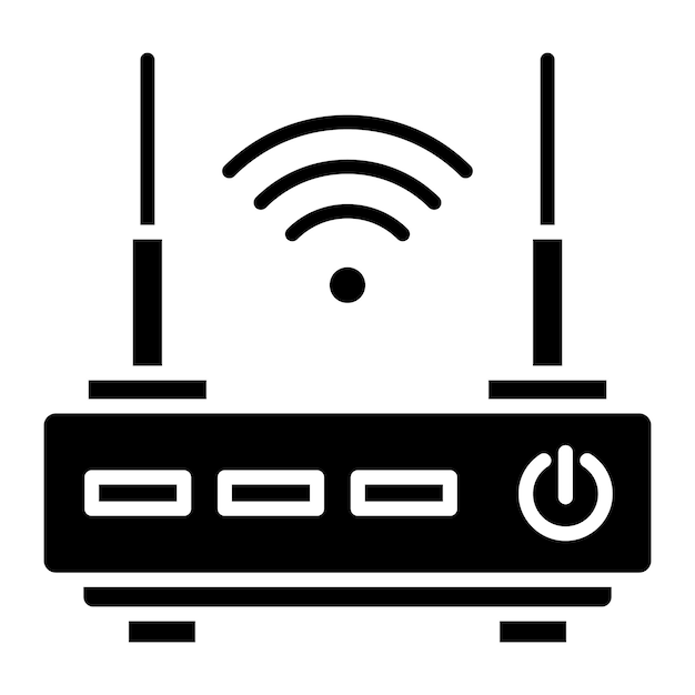 Wi-Fi ルーター グリフ 固い黒いイラスト