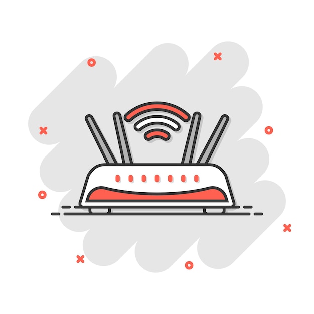 Wifi router icon in flat style Broadband vector illustration on white isolated background Internet connection business concept
