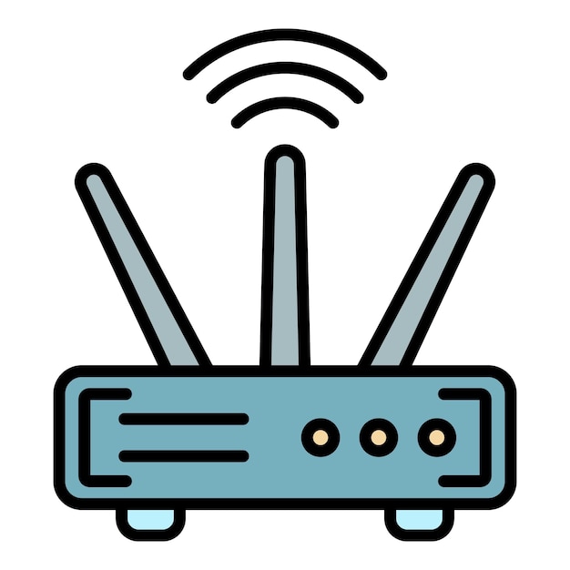 Vector wifi router icon outline wifi router vector icon color flat isolated