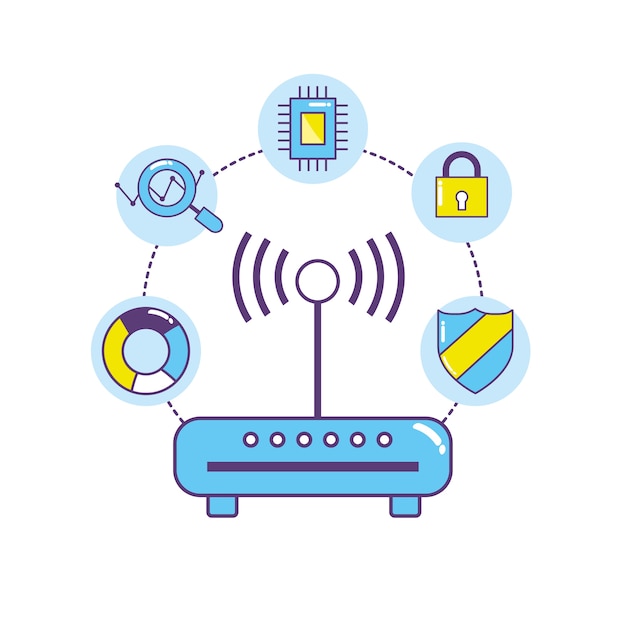 Connessione del centro dati tecnologia router wifi