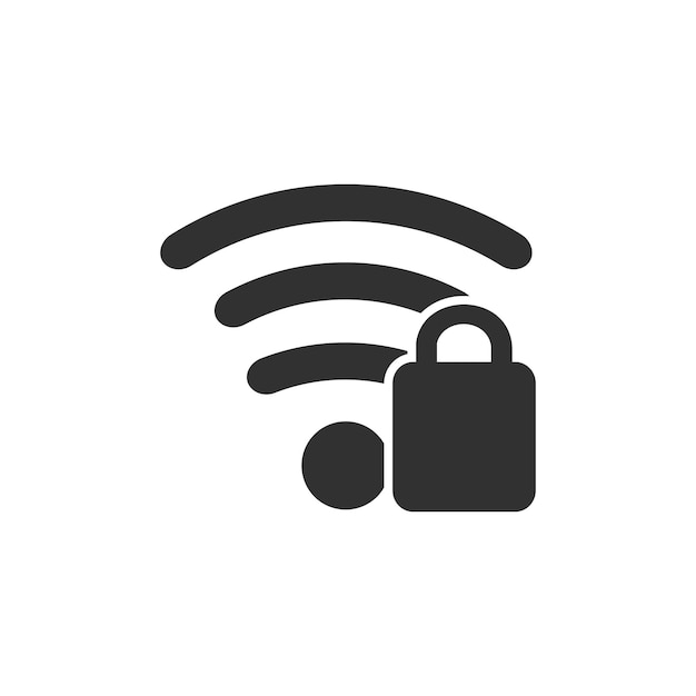 白い背景に分離された Wifi セキュリティ ロック アイコン