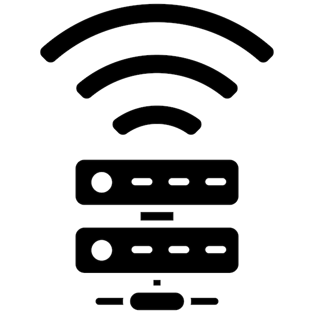 Wifi Server Glyph Solid Black Illustration