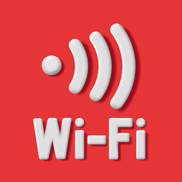 Wifi sign volume white letters on red backdrop