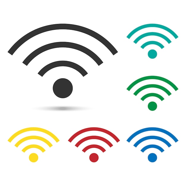 Знак Wi-Fi. Символ Wi-Fi. Набор цветных Wi-Fi знак векторные иллюстрации