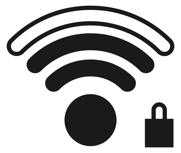 Vector wifi sign with lock symbol password protected connection