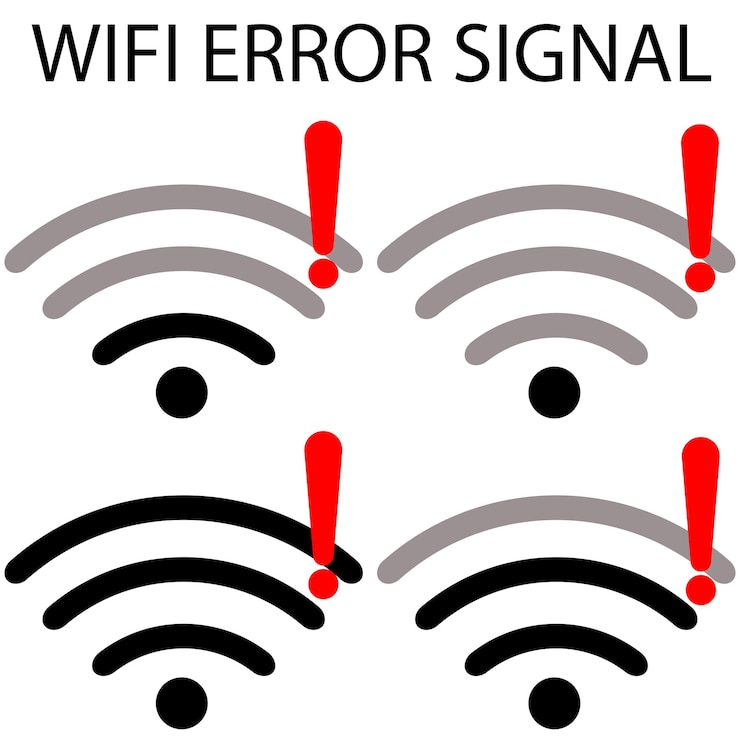 Vector wifi signal error icons set