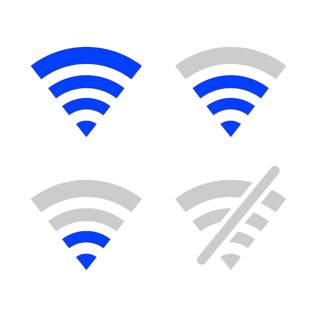 Vector wifi signal good bad strength level icon vector graphic set mobile antenna wireless connection